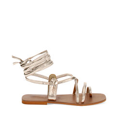 Sandali con lacci in pelle oro, Primadonna, 236704151PEOROG035, 001a