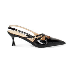 Décolleté slingback donna nere con cinturini, tacco 6 cm, Primadonna, 252118220VENERO035, 001 preview