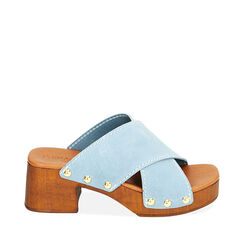 Sandali celesti in camoscio, tacco 5,5 cm, Primadonna, 214314255CMCELE037, 001a