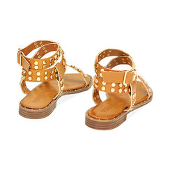 Sandali bassi cognac con borchie, Ultime occasioni, 234922831EPCOGN036, 003 preview