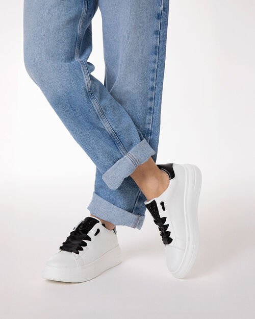 Sneakers bianche e nere tacco 5 cm, MULTI COLOR