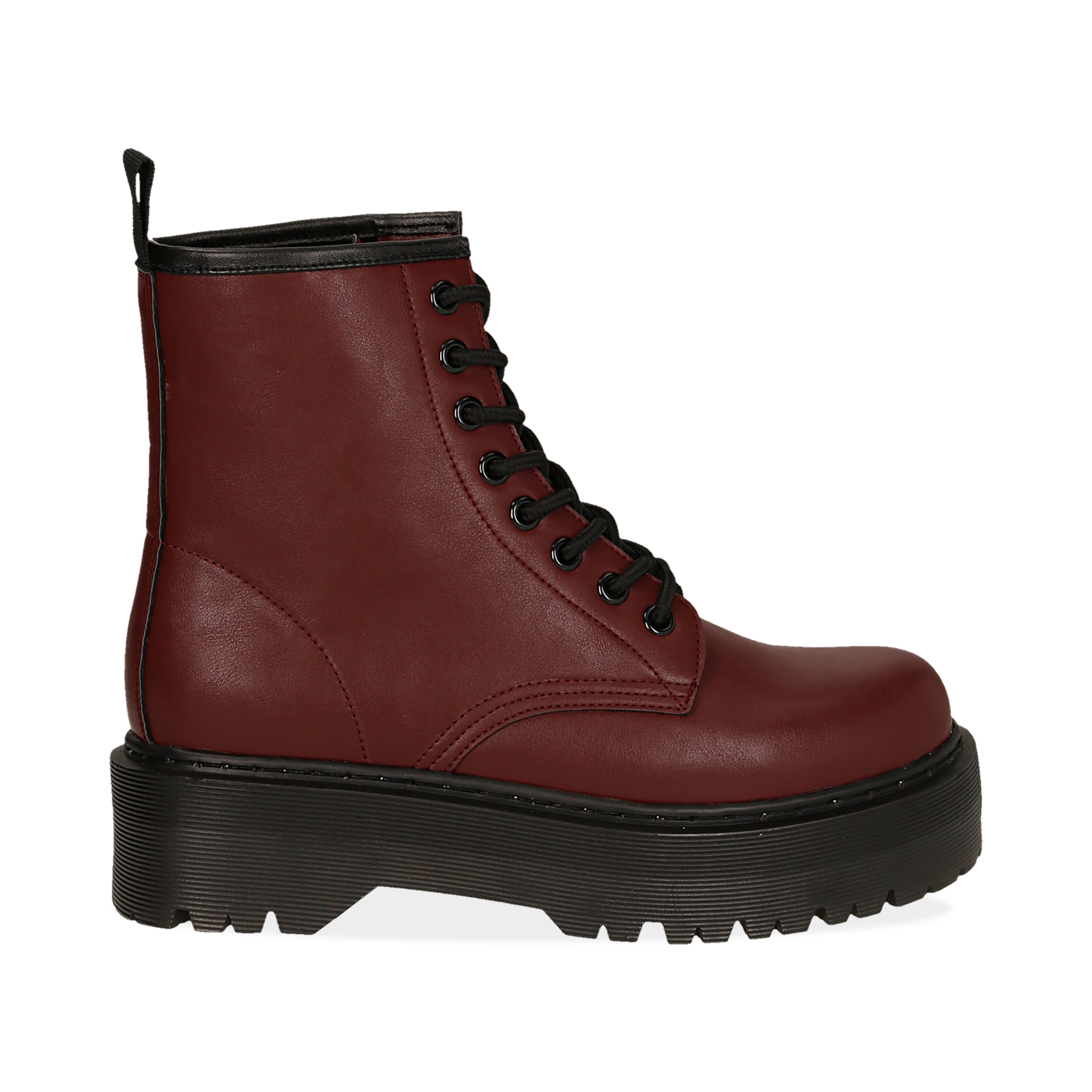 Anfibi platform bordeaux in eco-pelle, suola 4,50 cm | Primadonna Collection