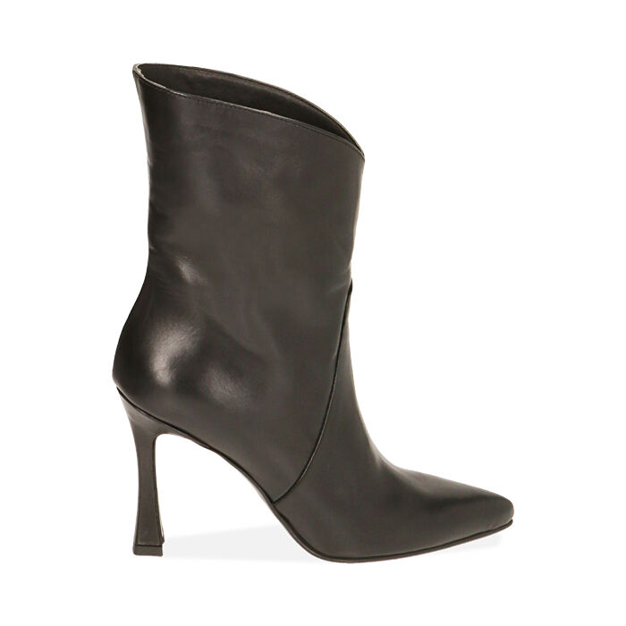Ankle boots neri in pelle, tacco 10 cm , Primadonna, 20L670150PENERO035