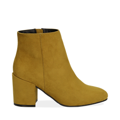 Ankle boots gialli in microfibra, tacco 7,5 cm , Stivaletti, 142762715MFGIAL, 001a