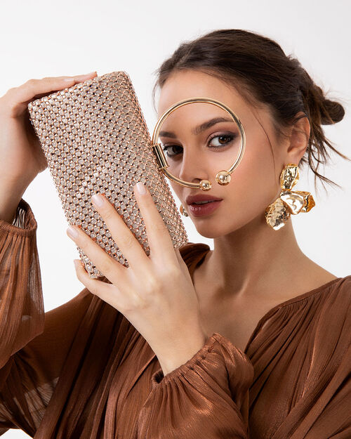 Mini sac rose-or avec pierres, MULTI COLOR