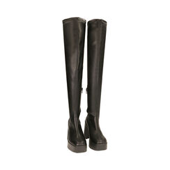Botas gruesas por encima de la rodilla negras, tacón de 10,5 cm, Primadonna, 20F999018EPNERO035, 002 preview