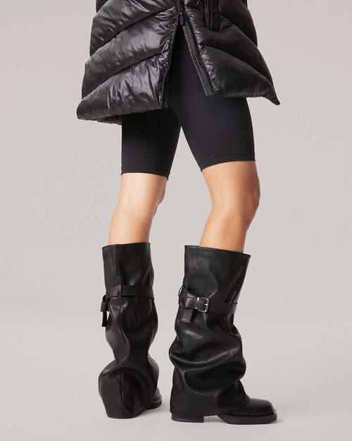Botas biker negras con tac&oacute;n de 5,7 cm, BLACK