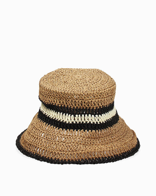 Cappello donna nero in raffia, 