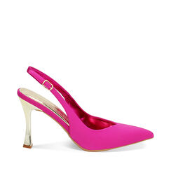 D&eacute;collet&eacute; slingback donna fucsia, tacco 9,5 cm, Primadonna, 252102602LYFUCS040, 001a