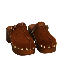 Clogs cognac in camoscio, tacco 6 cm, 214305215CMCOGN039, 002a