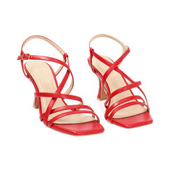 Sandalo donna rosso intrecciato, tacco 7,5 cm, Primadonna, 252164801EPROSS035, 003 preview