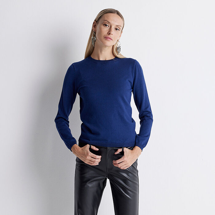 Maglia girocollo blu, Primadonna, 22U423641TSBLUEL