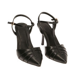 Slingback nere T bar, tacco 8,5 cm , 192162813EPNERO036, 002a