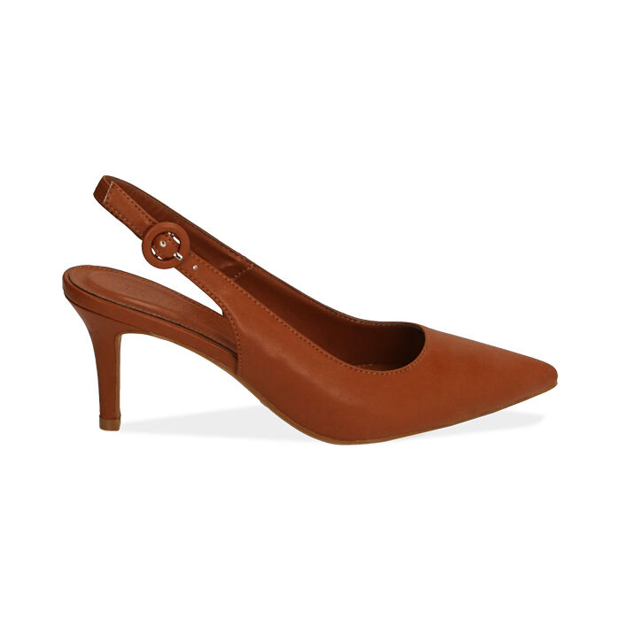 Slingback cognac, tacco 7 cm , SPECIAL PRICE, 192133673EPCOGN037