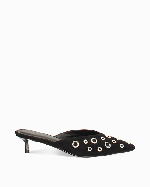 WOMEN SHOES SABOT MICROFIBER STUDS NERO, BLACK