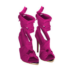 Sandales à lanières en lycra fuchsia, talon 9,5 cm , 192137105LYFUCS036, 002a