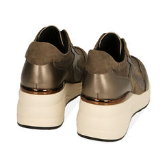 Sneakers taupe in tessuto, zeppa 6 cm , Primadonna, 202836646TSTAUP035, 003 preview