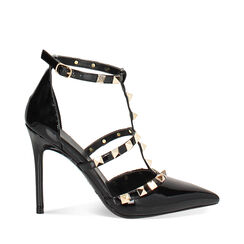 Sandalias abiertas negras con tacón de 10,7 cm, Primadonna, 262102032VENERO037, 001a