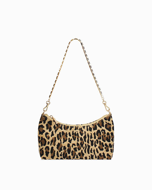 Mini bag leopard con tracolla removibile, LEOPARD
