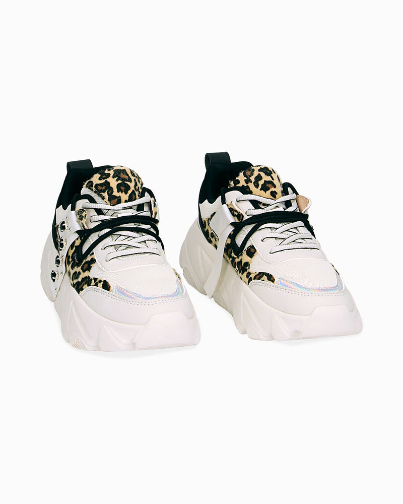 Sneakers blanches l&eacute;opard image number null
