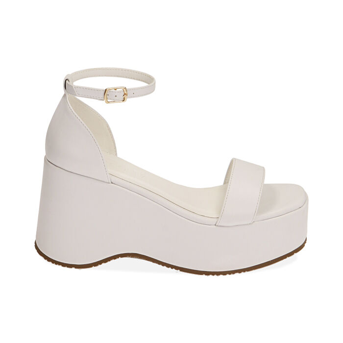 Sandali donna bianchi zeppa 9 cm Primadonna Collection