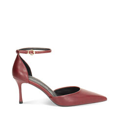 Décolleté open shank bordeaux con tacco 7,5 cm da donna, Primadonna, 262178010EPBORD036, 001a