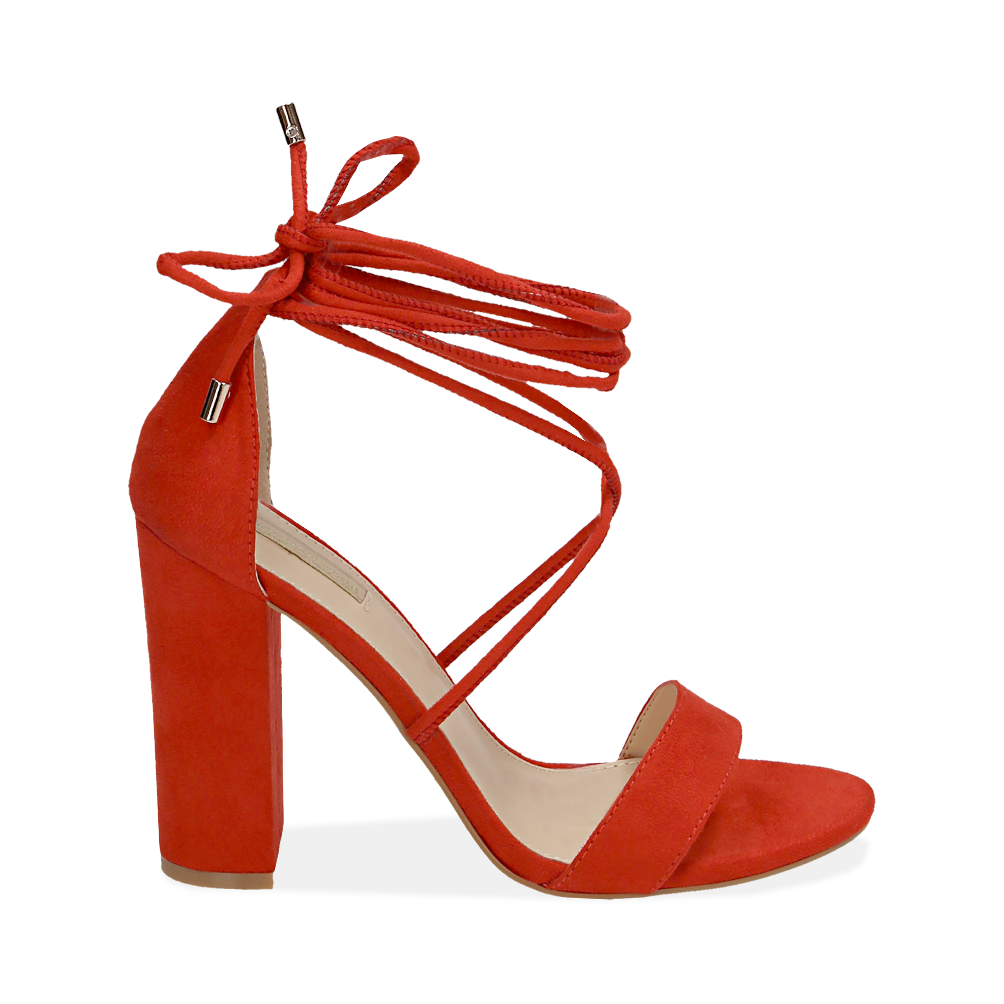 Sandalias lace-up en microfibra color coral, tacón 10,50 cm | Primadonna  Collection