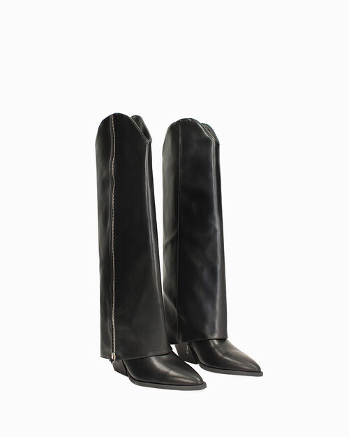 Stivali texani neri con tacco 12 cm, BLACK