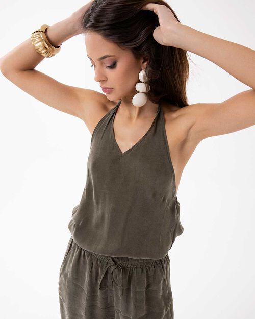 Top verde militar con estilo urban chic, ARMY