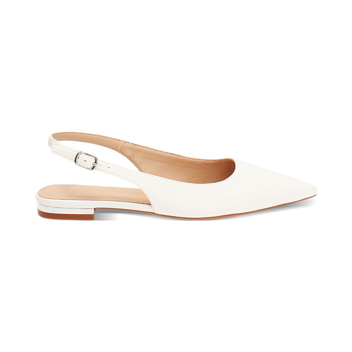 Bailarinas destalonadas blancas elegantes, Zapatos, 274906001EPBIAN035