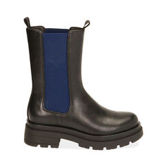 Chelsea boots nero/blu, tacco 5 cm , Saldi, 180610101EPNEBL037, 001 preview