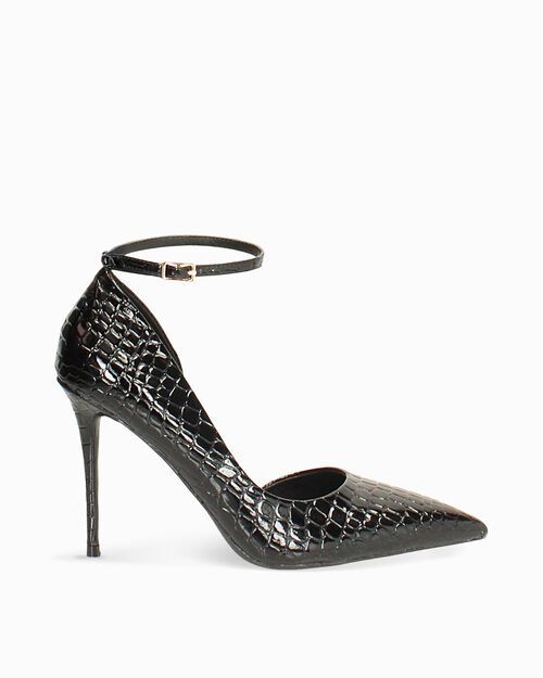 Zapato de sal&oacute;n negros efecto cocodrilo tac&oacute;n 10,2 cm, BLACK