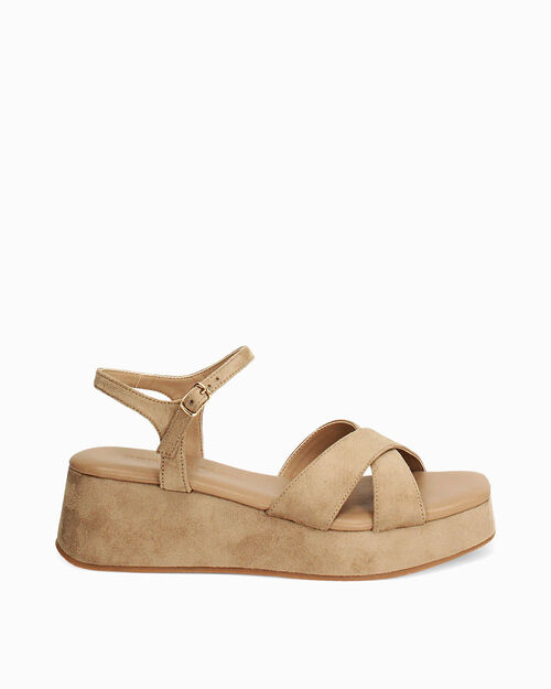 Zeppe taupe tacco 5,8 cm, TAUPE