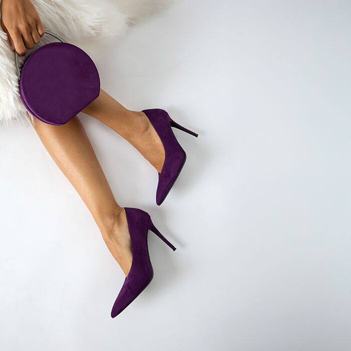 Escarpins CROWN Privilège En Cuir Violet Façon Python - Talons Hauts - Pointure 38 - Occasion Parfait état