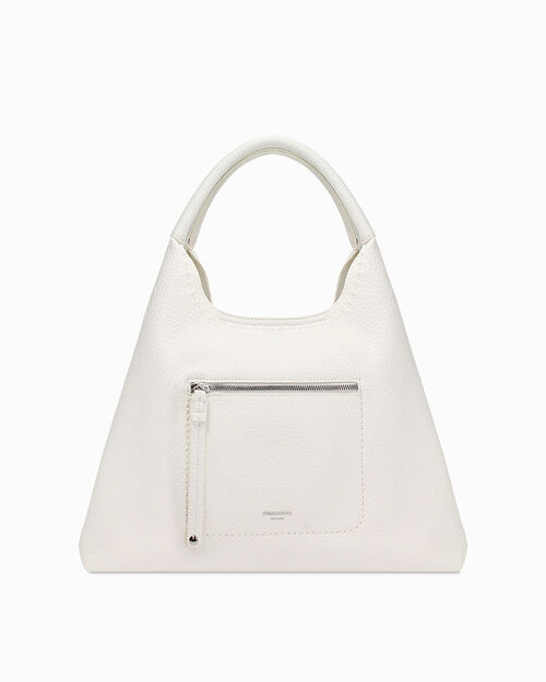 Borsa a spalla bianca con tracolla removibile, WHITE