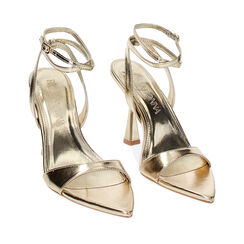 Sandalias con tacón doradas laminadas, Primadonna, 234929419LMOROG036, 002a