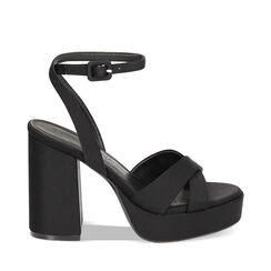 Sandalias negras con tacón en lycra, 232723513LYNERO035, 001a