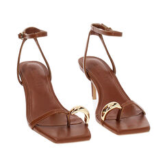 Sandalia con tacón mujer cognac con cordones, Primadonna, 25M742916EPCOGN035, 003 preview