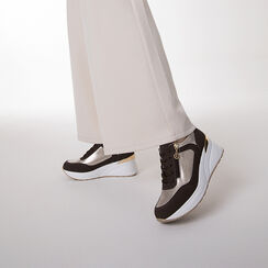 Sneakers testa di moro tacco 6,5 cm, Primadonna, 272812102EPMORO035, 002a