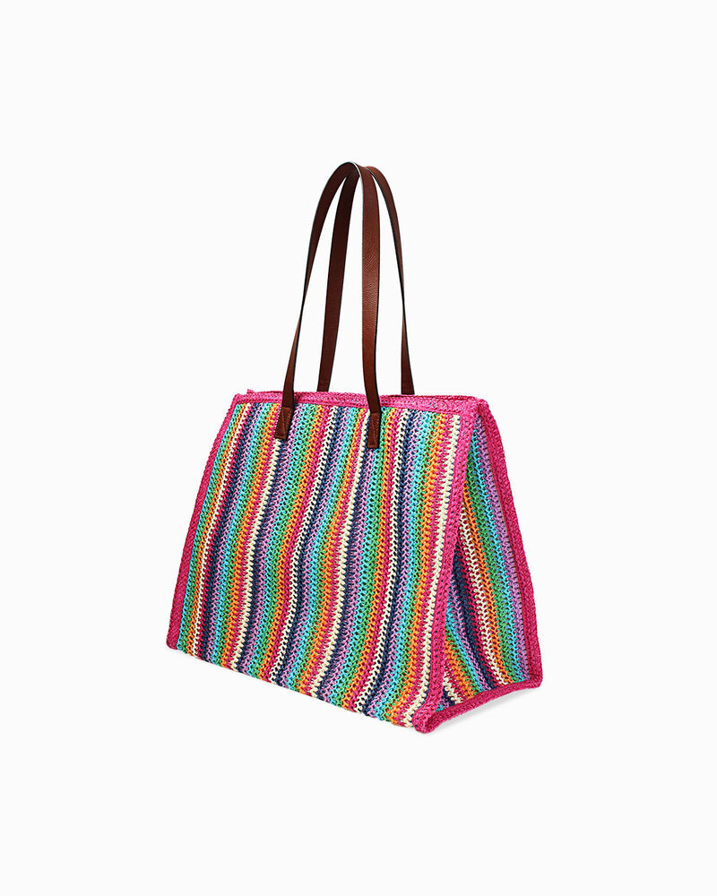 Borsa donna mare grande multicolor in raffia image number null