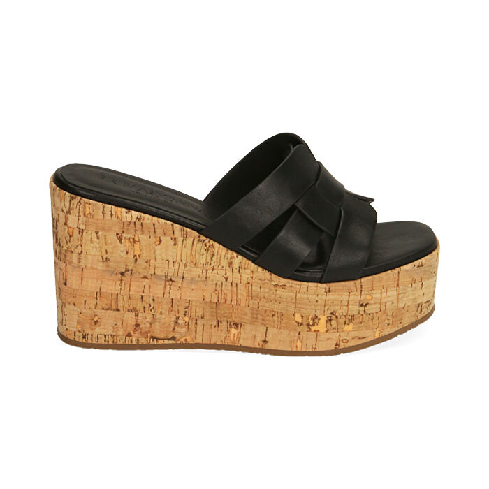 Mules femme noires semelle compensee 9 5 cm Primadonna Collection