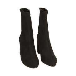Botines en microfibra negra, tacón 8,5 cm, Primadonna, 202711506MFNERO035, 002 preview