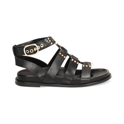 Sandali bassi donna neri in pelle, Primadonna, 25N151013PENERO036, 001 preview