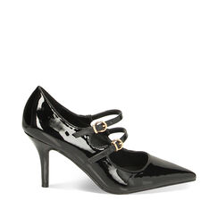 Décolleté nere in vernice, tacco 7,5 cm, Nuova Collezione Scarpe, 224910808VENERO035, 001a