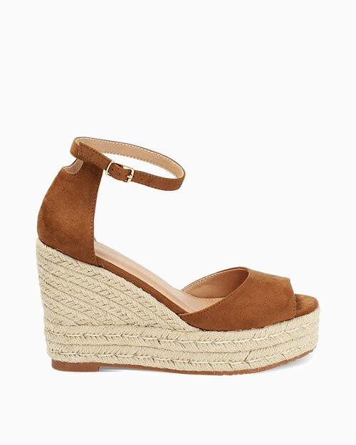 Zeppe donna cognac in microfibra, COGNAC