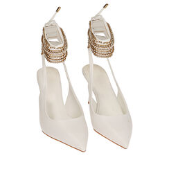 Décolleté slingback lace-up bianche, tacco 8 cm, Primadonna, 212185107EPBIAN035, 002 preview
