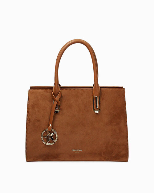Bolso de mano cognac con m&uacute;ltiples bolsillos, COGNAC
