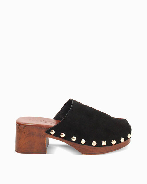 Zoccoli neri tacco 6 cm, BLACK