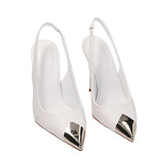 Décolleté slingback bianche con puntale, tacco 10,5 cm, Primadonna, 212179733EPBIAN035, 002 preview