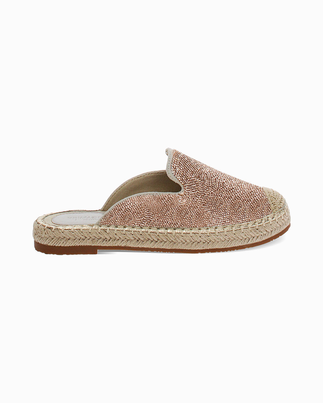 Sabot rosa-oro con dettagli luminosi